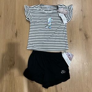 Gap Kids Disney Minnie Mouse White Black Stripes Pajama Set Size 8